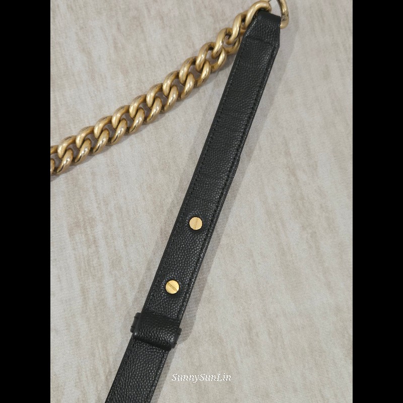 Chanel Boy 25 香奈兒 boy 25 黑色荔枝皮復古金鍊-19