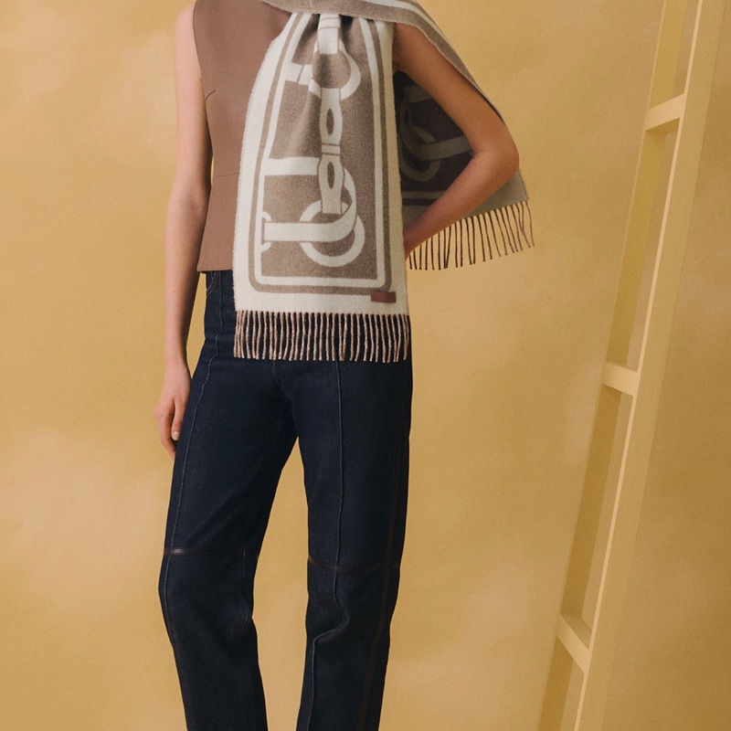 Hermes 全新 Petite Casaque Coaching 喀什米爾圍巾-1