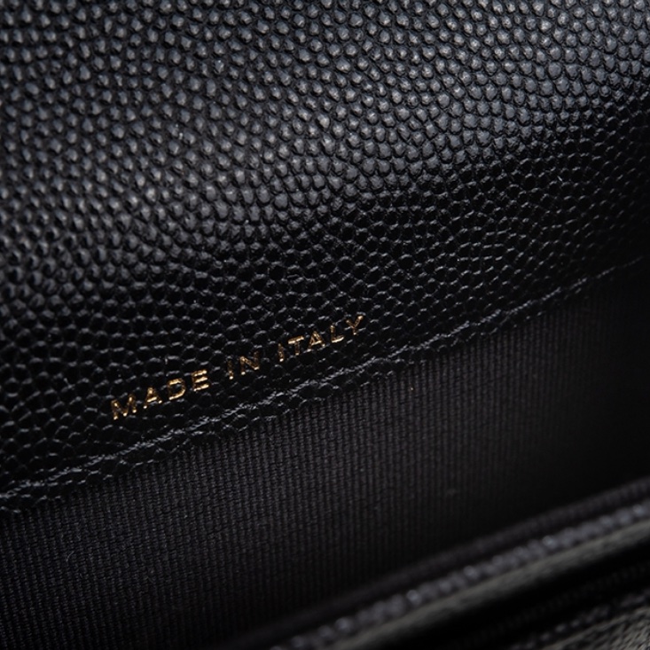 Chanel BOY系列經典LOGO菱格紋荔枝小牛皮暗扣翻蓋單層卡片零錢包｜晶片款｜-6