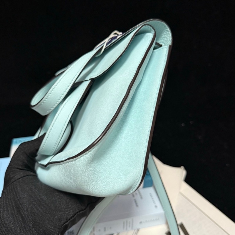 🌈Hermes🩵Mini Halzan🩵微風藍銀扣🌈99新🌟Swift皮🌟愛馬仕🌟-3