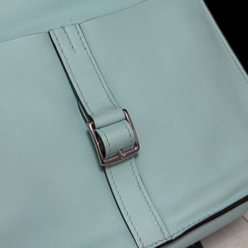 🌈Hermes🩵Mini Halzan🩵微風藍銀扣🌈99新🌟Swift皮🌟愛馬仕🌟-6