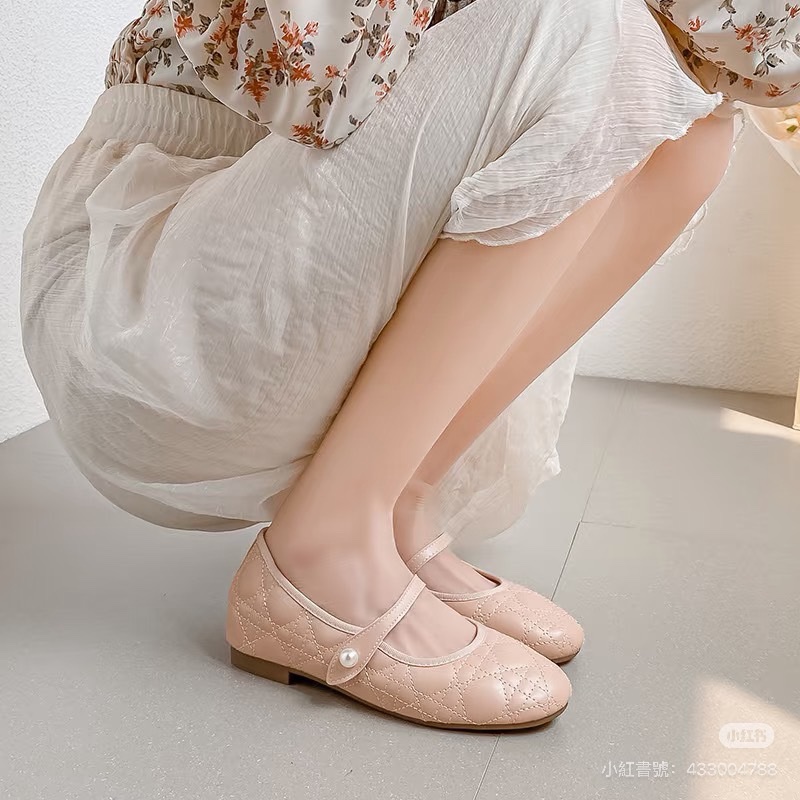 Dior 籐格紋瑪莉珍平底鞋 奶茶色-5