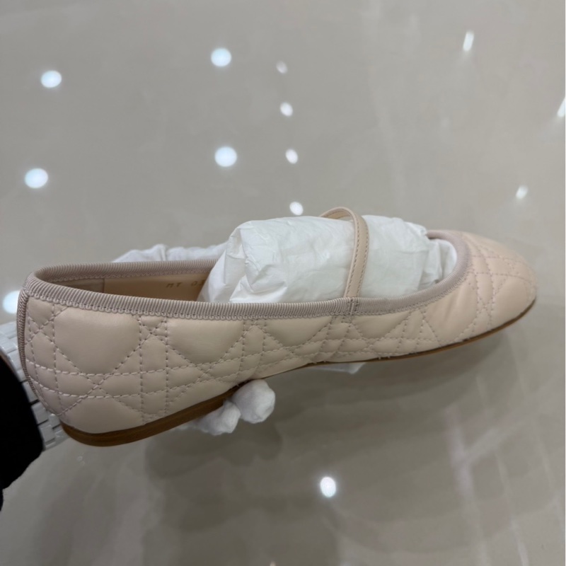Dior 籐格紋瑪莉珍平底鞋 奶茶色-10