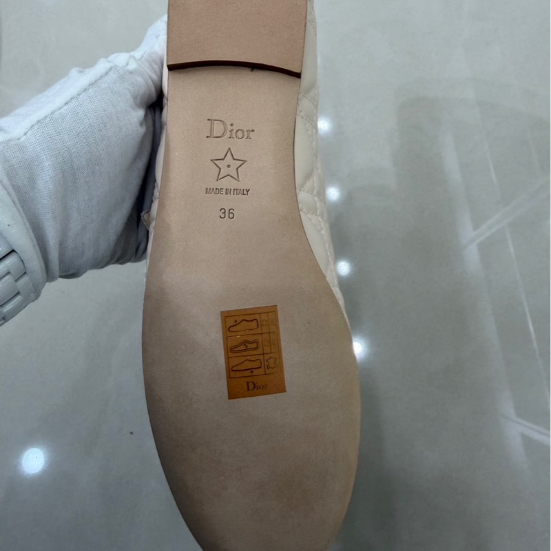 Dior 籐格紋瑪莉珍平底鞋 奶茶色-12