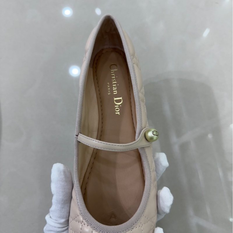 Dior 籐格紋瑪莉珍平底鞋 奶茶色-14