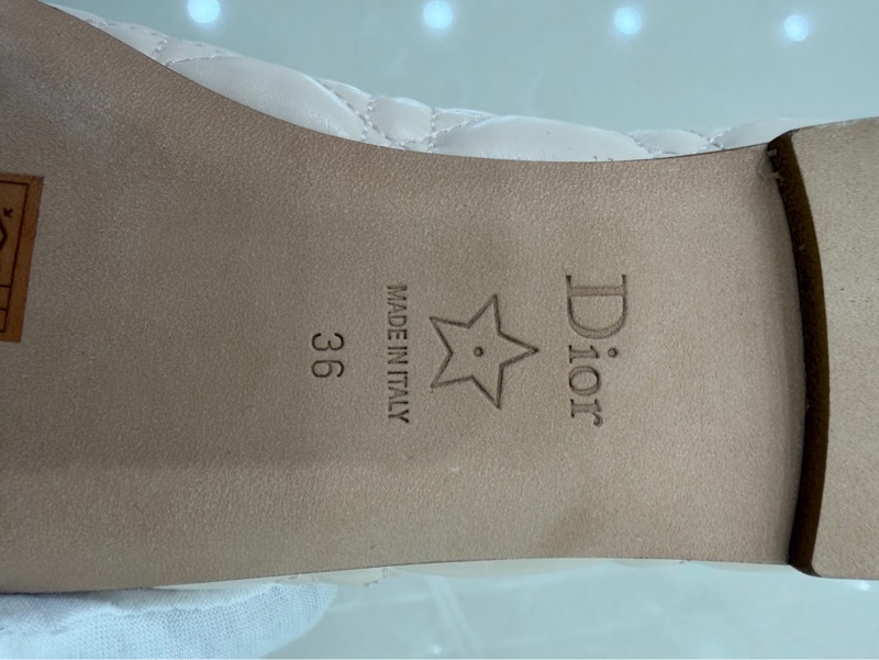 Dior 籐格紋瑪莉珍平底鞋 奶茶色-18