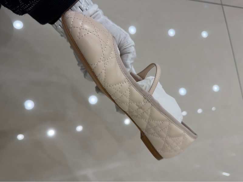 Dior 籐格紋瑪莉珍平底鞋 奶茶色-19