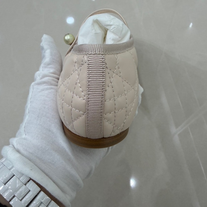 Dior 籐格紋瑪莉珍平底鞋 奶茶色-22