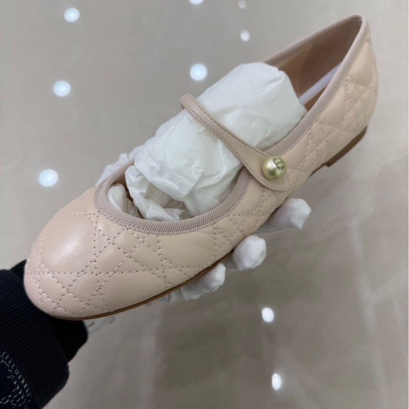 Dior 籐格紋瑪莉珍平底鞋 奶茶色-24