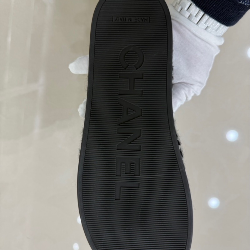 香奈兒 Chanel 厚底魔術粘拖鞋 黑色-11