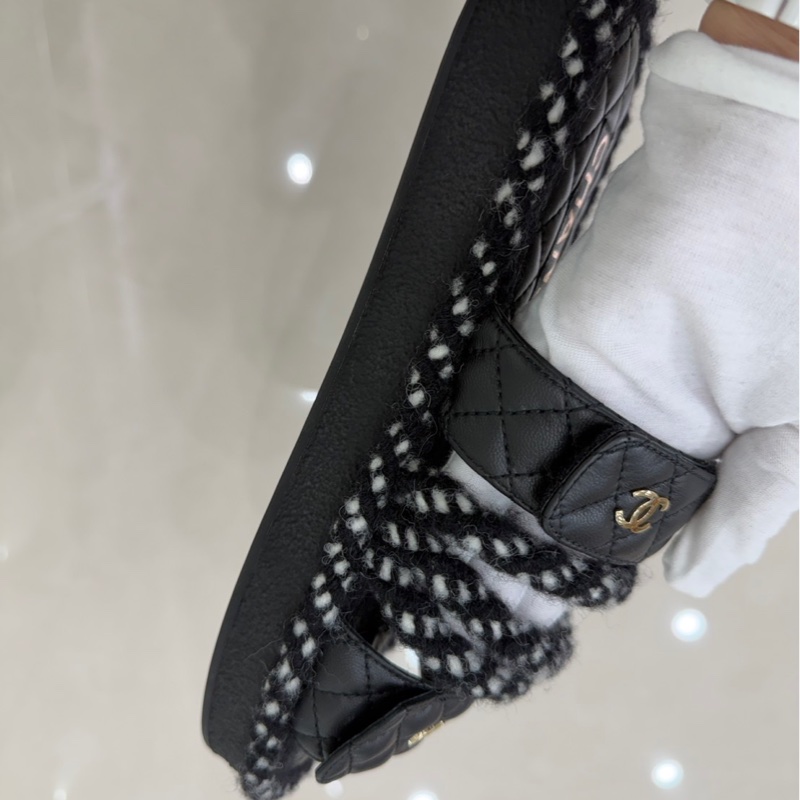 香奈兒 Chanel 厚底魔術粘拖鞋 黑色-12