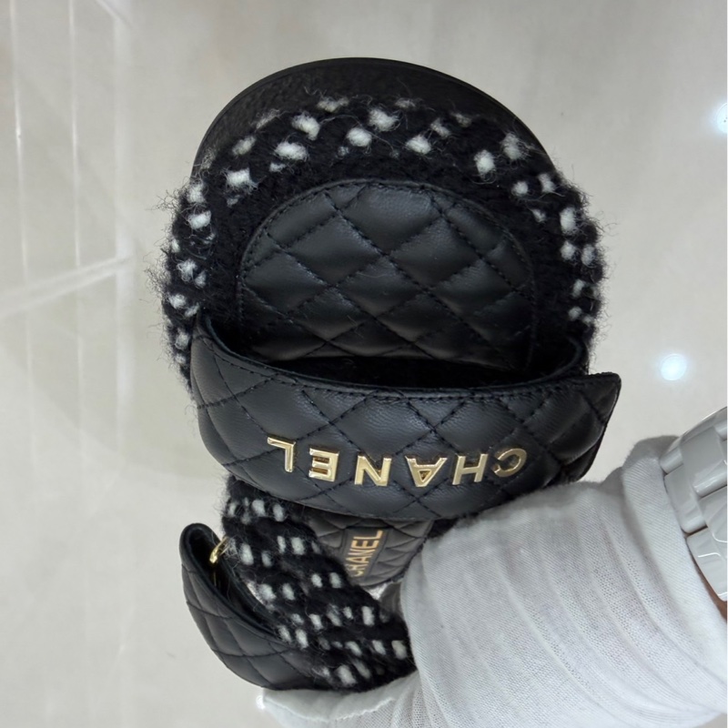 香奈兒 Chanel 厚底魔術粘拖鞋 黑色-14