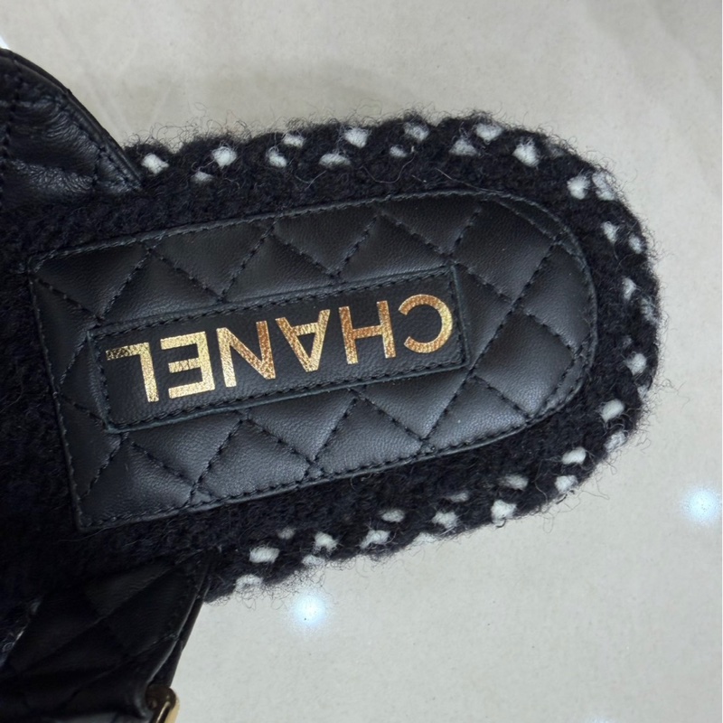 香奈兒 Chanel 厚底魔術粘拖鞋 黑色-16