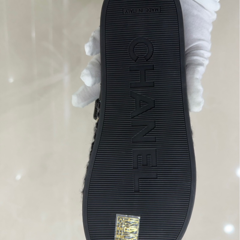 香奈兒 Chanel 厚底魔術粘拖鞋 黑色-17