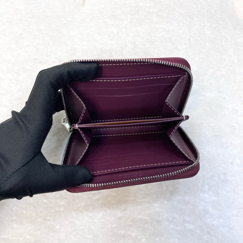 Goyard 戈雅酒紅色 Matignon PM ㄇ型拉鍊卡包｜經典Y字帆布短夾｜精品零錢包-7