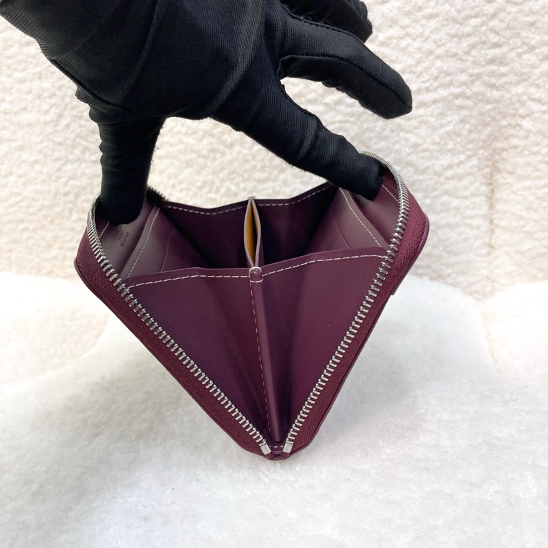 Goyard 戈雅酒紅色 Matignon PM ㄇ型拉鍊卡包｜經典Y字帆布短夾｜精品零錢包-8