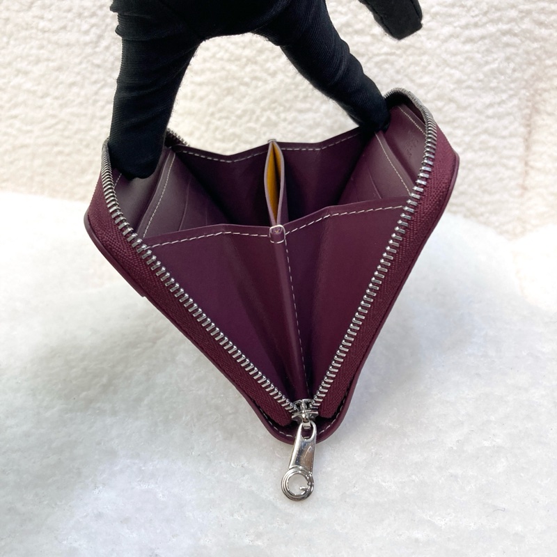 Goyard 戈雅酒紅色 Matignon PM ㄇ型拉鍊卡包｜經典Y字帆布短夾｜精品零錢包-9