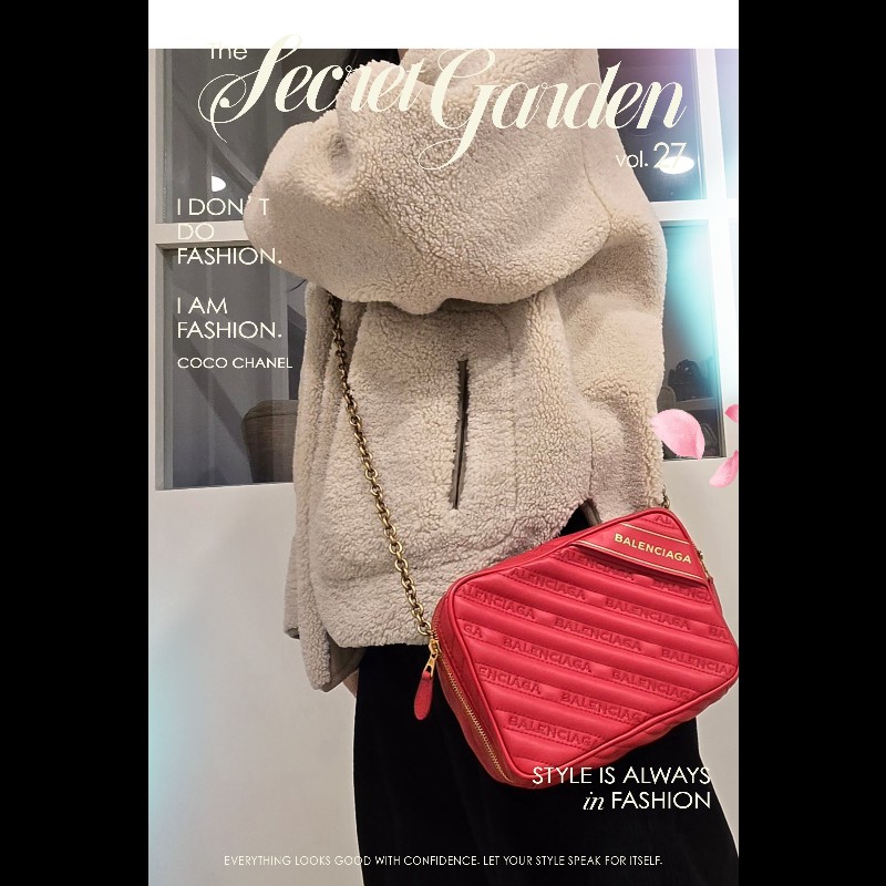 巴黎世家 Balenciaga 紅色 刺繡 復古金鍊 相機包 豆腐包 小方包 可斜背-0
