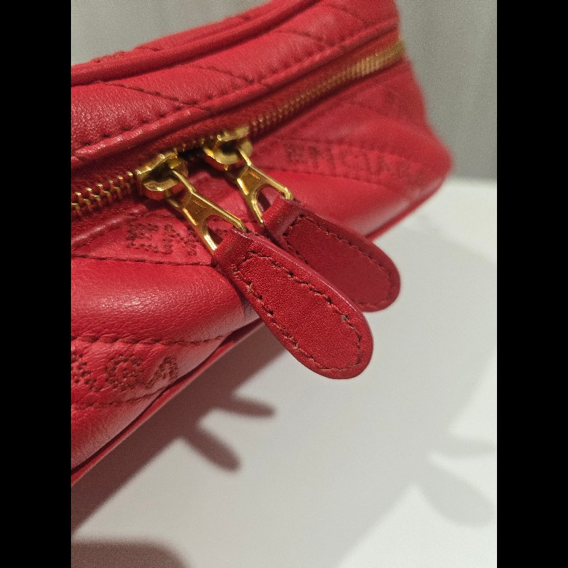 巴黎世家 Balenciaga 紅色 刺繡 復古金鍊 相機包 豆腐包 小方包 可斜背-14