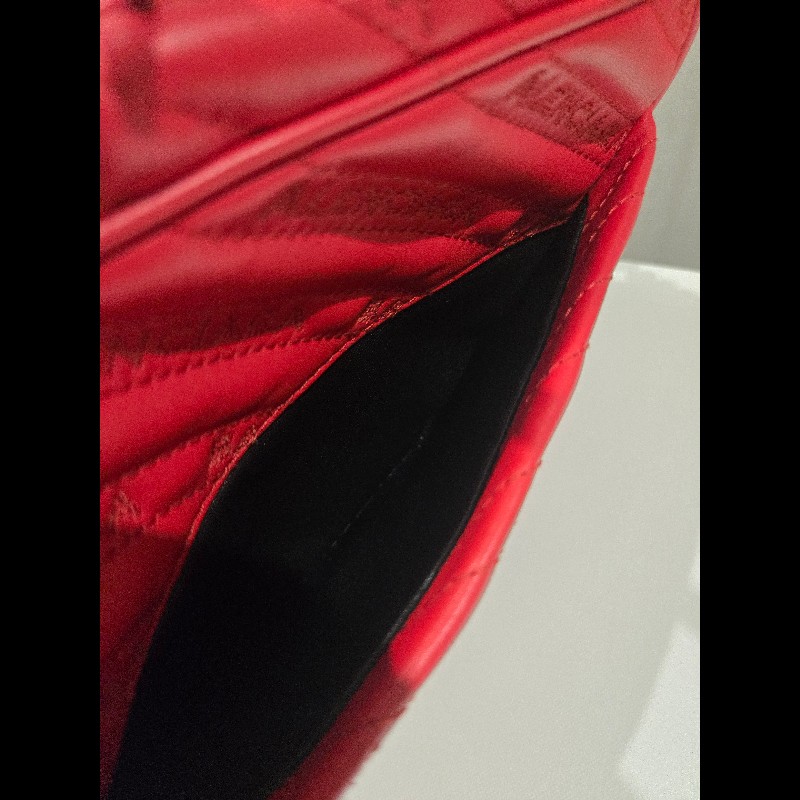 巴黎世家 Balenciaga 紅色 刺繡 復古金鍊 相機包 豆腐包 小方包 可斜背-15