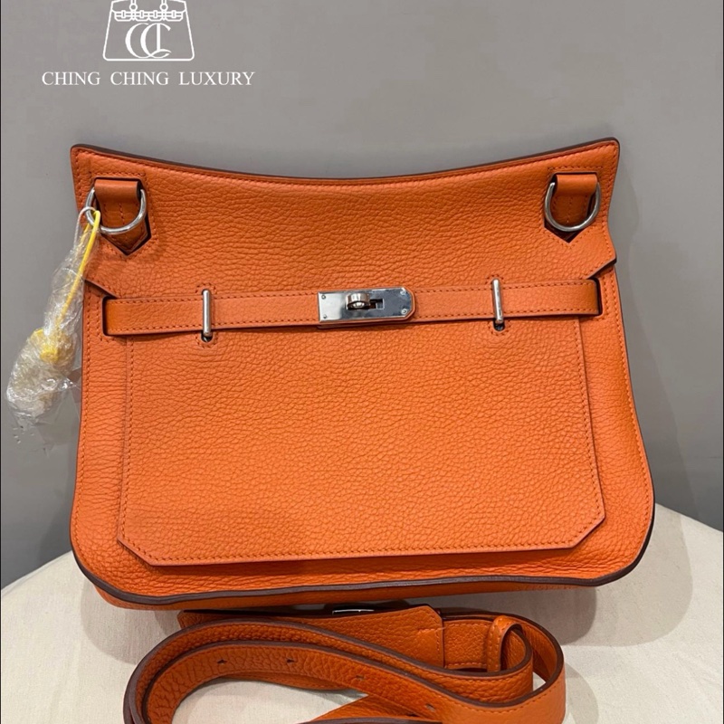 🌈Hermes🧡Jypsiere 28🧡橙色銀扣🌈99新🌟Stamp P🌟愛馬仕🌟-0