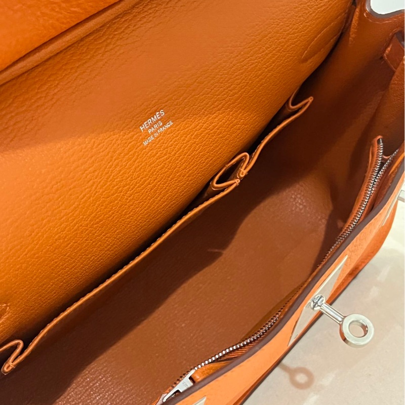 🌈Hermes🧡Jypsiere 28🧡橙色銀扣🌈99新🌟Stamp P🌟愛馬仕🌟-1