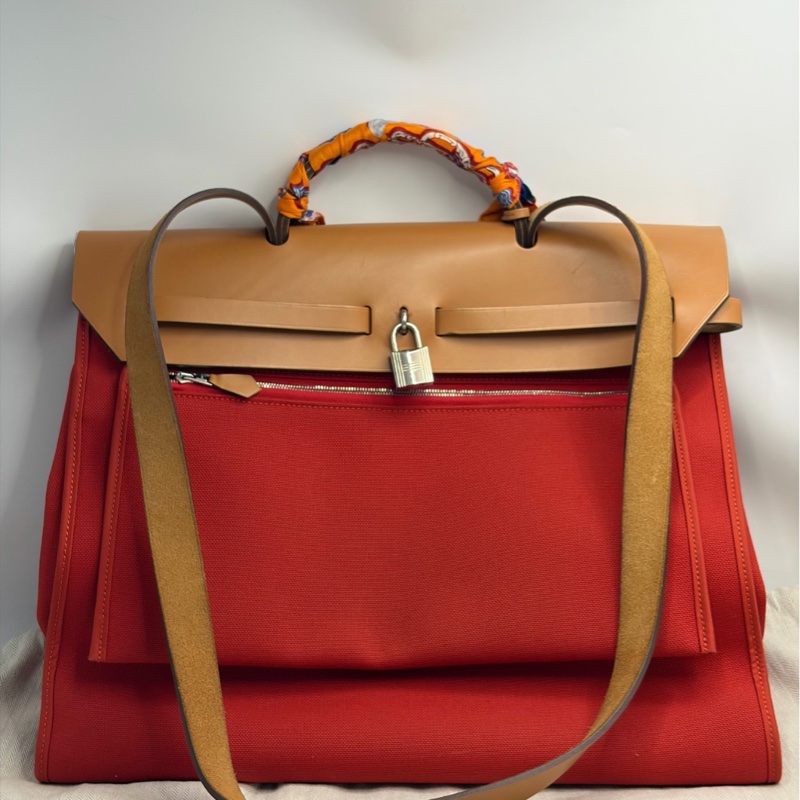 【接近全新✨有盒有塵袋✨全網最低價】Hermes Herbag 39 紅棕配色 A刻-1