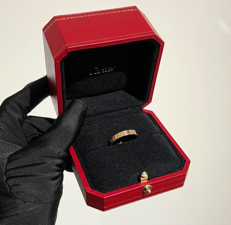 【超低價用卡地亞😍入門之選👍🏻送禮自用都適合】CARTIER卡地亞18K玫瑰金窄版love戒指 57碼-1