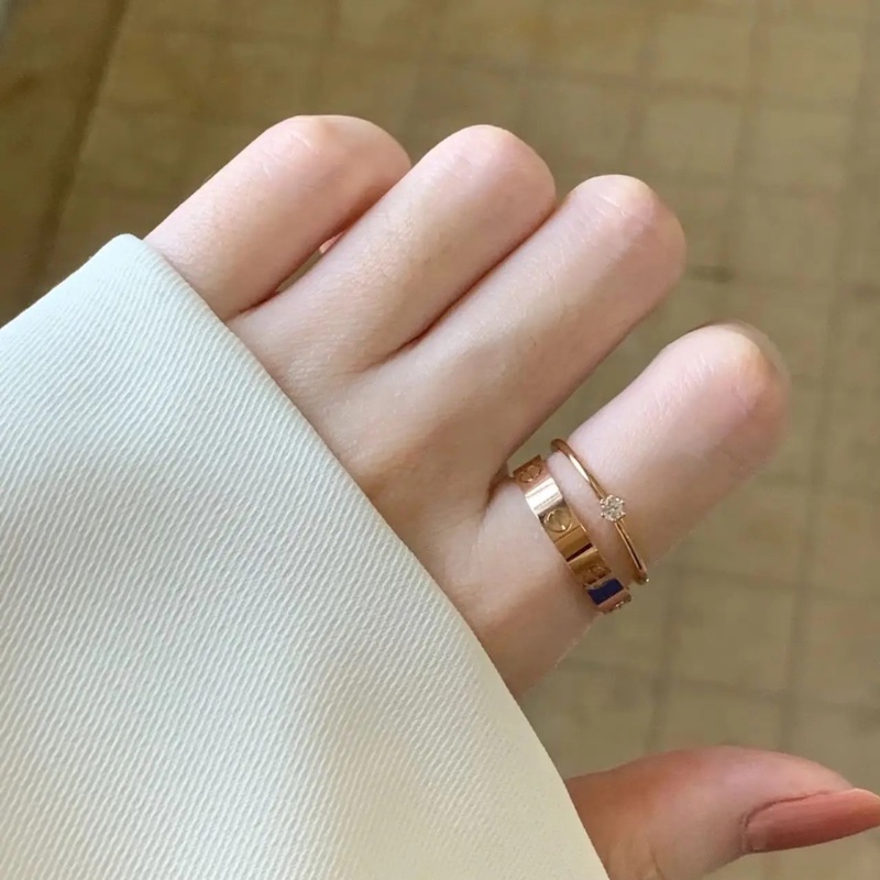 【超低價用卡地亞😍入門之選👍🏻送禮自用都適合】CARTIER卡地亞18K玫瑰金窄版love戒指 57碼-7