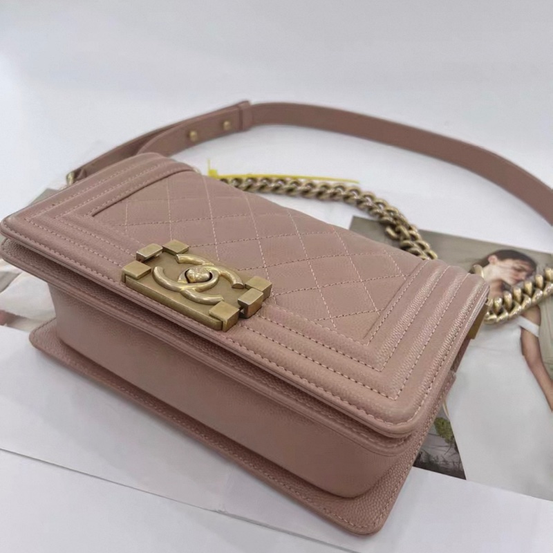 Chanel boy Chanel 豆沙色 金扣-6