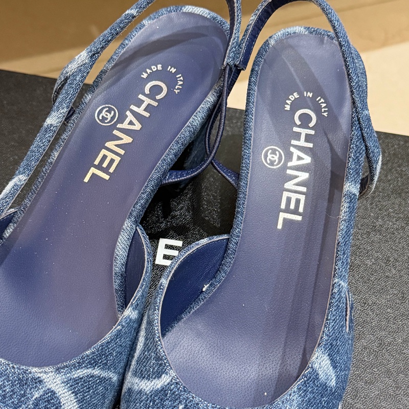 Chanel牛仔低跟涼鞋-3