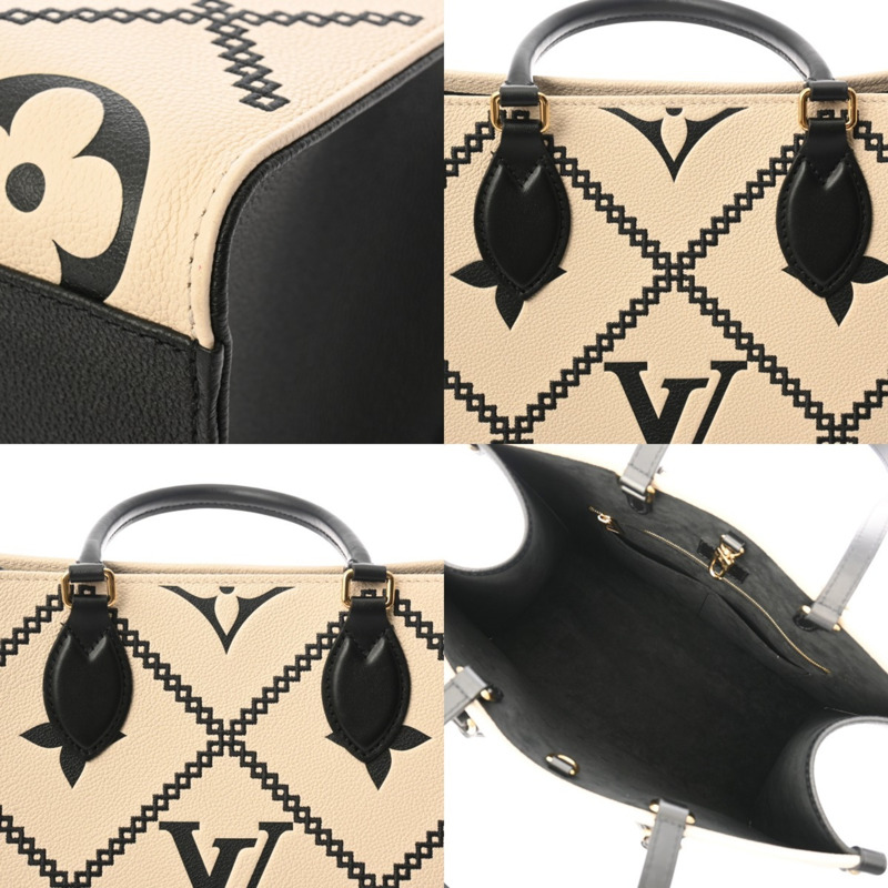 路易威登 Monogram Empreinte On the Go MM 奶油黑 M46016 女士真皮手提包，全新未使用，Ginzo-9