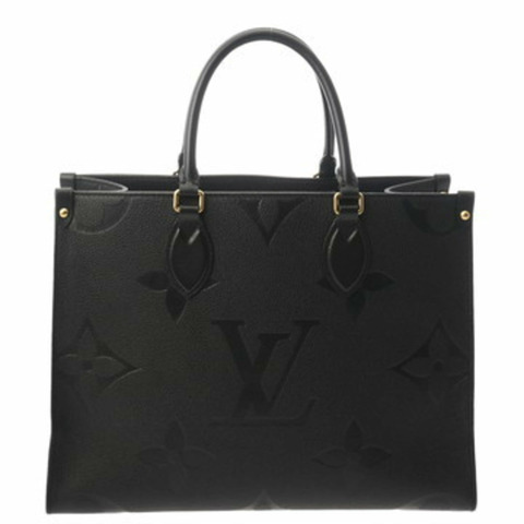 路易威登 Monogram Empreinte On the Go MM 兩用托特包，黑色，M45495，女士真皮手提包，A級，二手，Ginzo