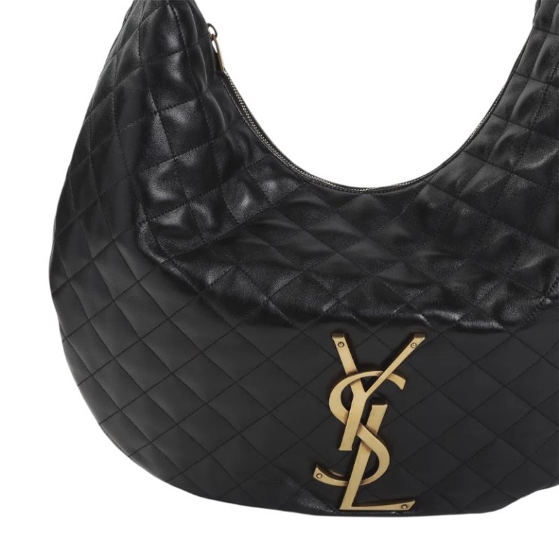 ✨2026季度全新✨Saint Laurent 858160 YSL ICARE 菱格紋小羊皮彎月包 黑色-8