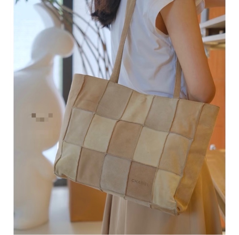 Chanel 麂皮拼色托特包-0