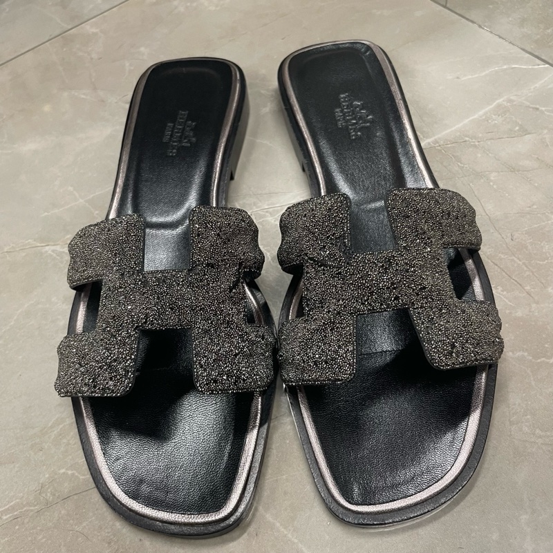 愛馬仕 Hermes 閃鑽 拖鞋 36.5碼 無附件-0