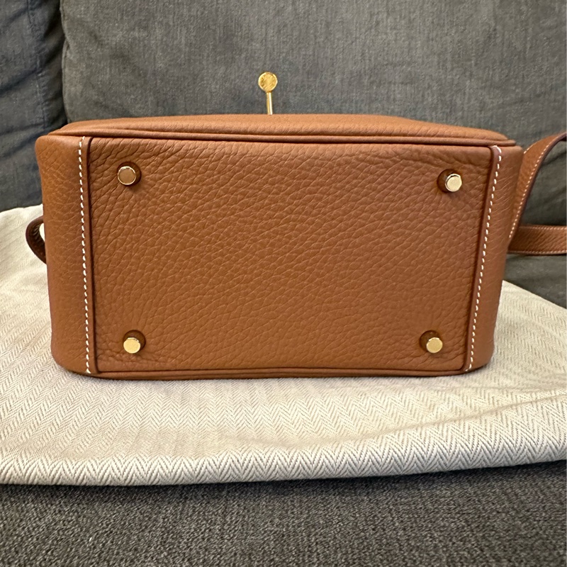 Hermès MINI LINDY 金棕色37 U刻-4