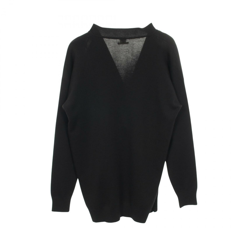 愛馬仕黑色真絲羊絨針織開襟衫，二手女款，尺寸34-1