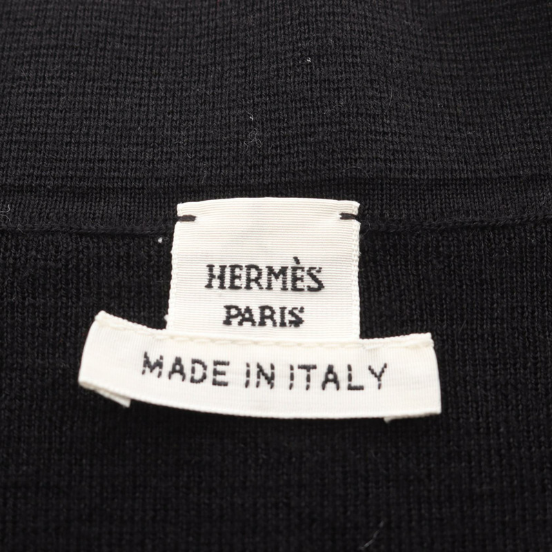愛馬仕黑色真絲羊絨針織開襟衫，二手女款，尺寸34-2