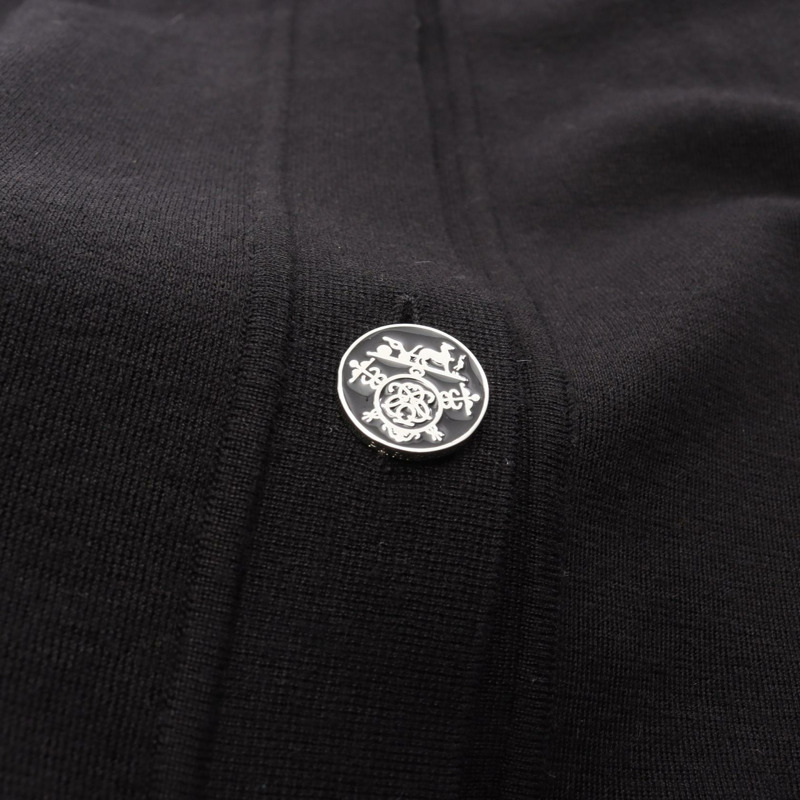 愛馬仕黑色真絲羊絨針織開襟衫，二手女款，尺寸34-4