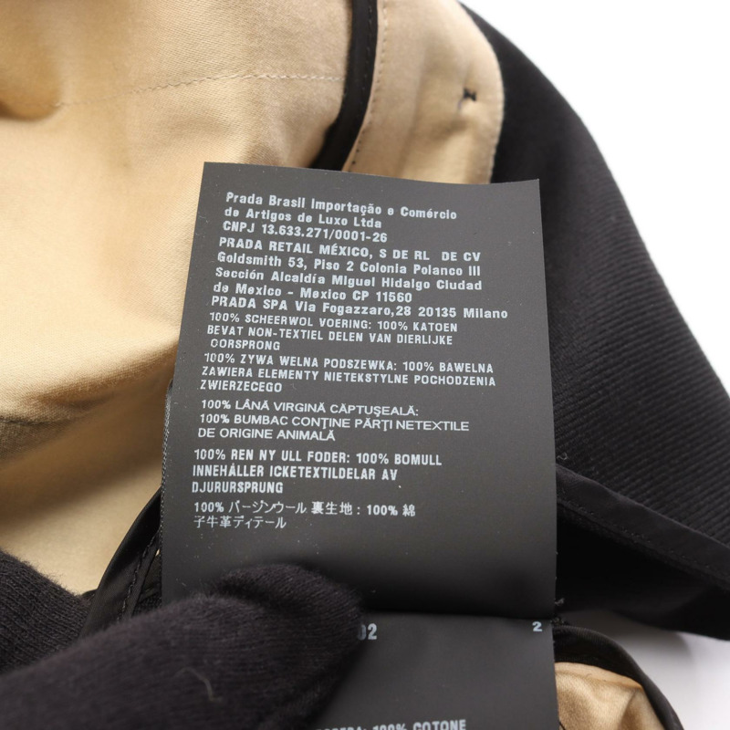 PRADA 露背吊帶斜紋布迷你連身裙 #36 黑色羊毛半身裙 二手女裝-3