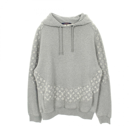 路易威登 Monogram 圓形剪裁連帽衫，純棉灰色，二手，M 碼