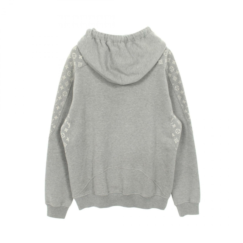 路易威登 Monogram 圓形剪裁連帽衫，純棉灰色，二手，M 碼-1