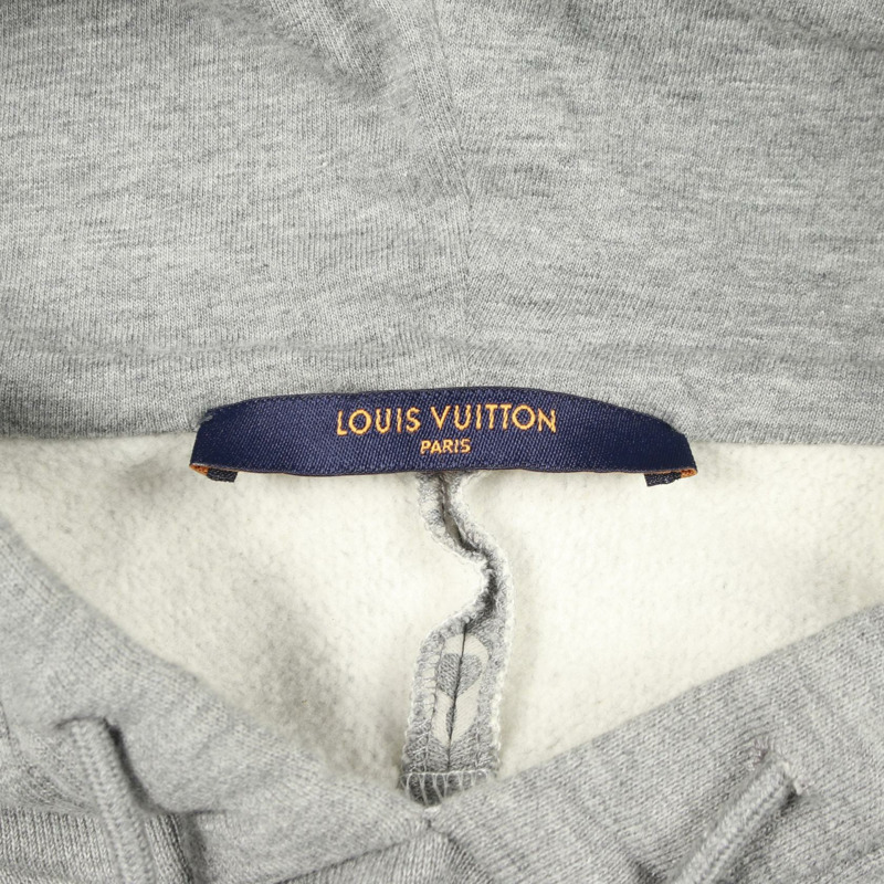 路易威登 Monogram 圓形剪裁連帽衫，純棉灰色，二手，M 碼-2