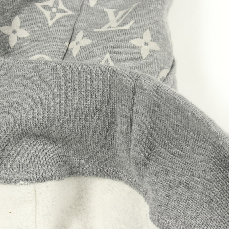 路易威登 Monogram 圓形剪裁連帽衫，純棉灰色，二手，M 碼-7