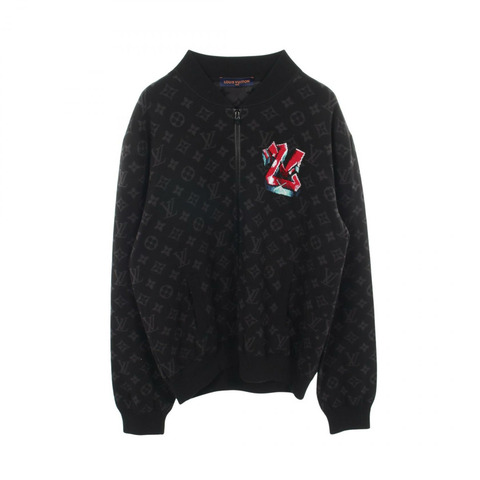 路易威登塗鴉Monogram圖案黑色棉質短夾克，二手男款XXL碼