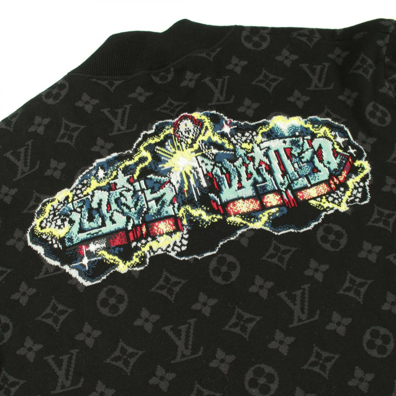 路易威登塗鴉Monogram圖案黑色棉質短夾克，二手男款XXL碼-6
