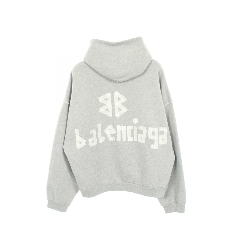 BALENCIAGA TAPE TYPE BB logo 連帽衫，純棉材質，灰色，二手，男女通用-1