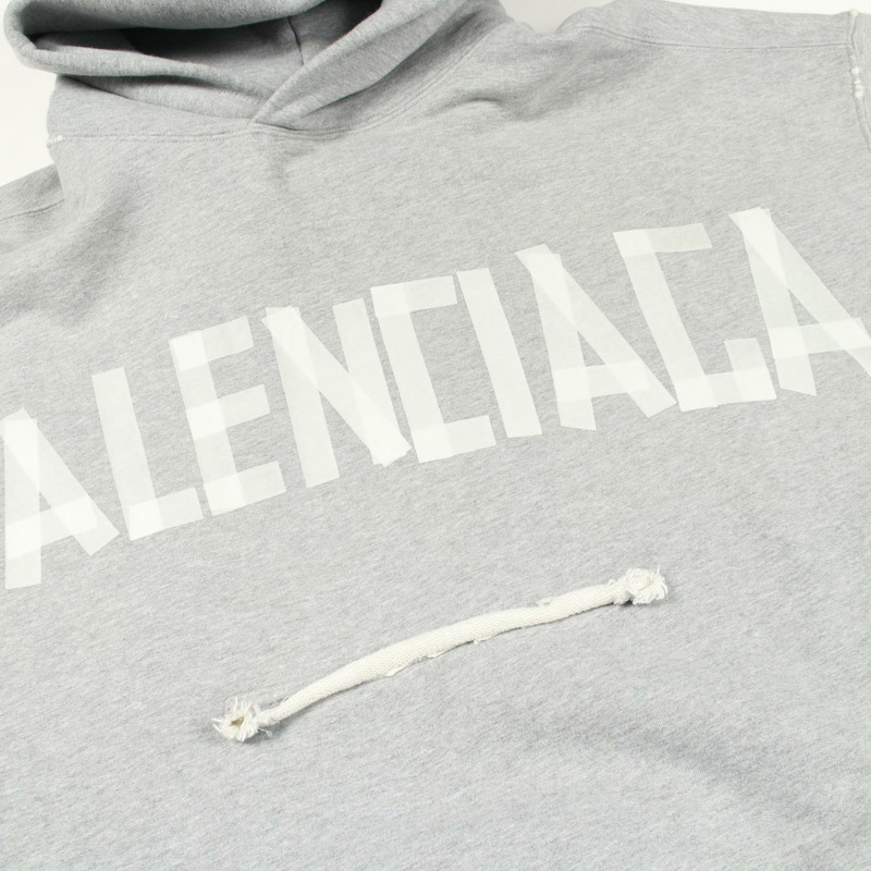 BALENCIAGA TAPE TYPE BB logo 連帽衫，純棉材質，灰色，二手，男女通用-7