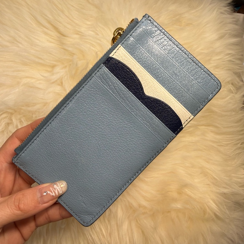 MiuMiu卡包 張員瑛必收🩵 莫蘭迪藍 卡夾 零錢包 藍 金色 miu miu-1